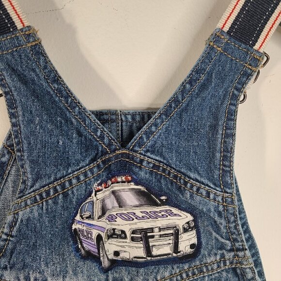 Sew 4 Tots Osh Kosh Police Car Patch Denim Overalls Pants - Picture 8 of 11